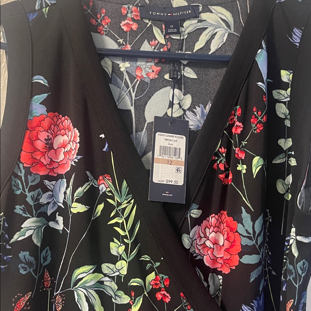 Tommy Hilfiger Black Dress with Floral Accents